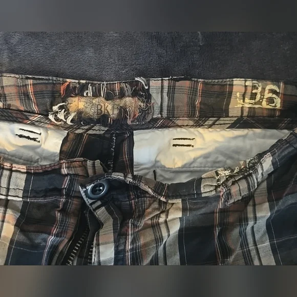 Vintage BKE Plaid Bermuda Shorts Men's Size 36 Brown/Black/Orange 100% Cotton - Picture 8 of 12